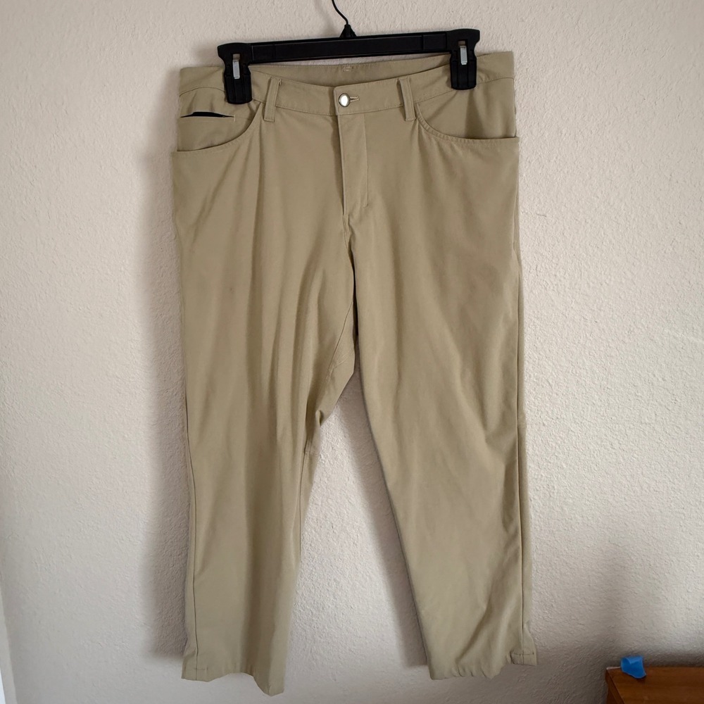 Lululemon Mens ABC Tech Pants 36x29 Stretch Tofino Sand Khaki Golf‎ Travel Work